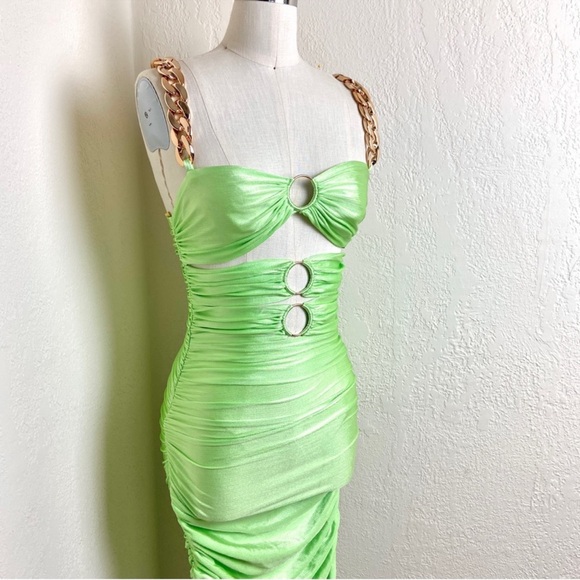 $650 Bronx & Banco Nadia MIDI Dress in Neon Mint - Picture 5 of 12